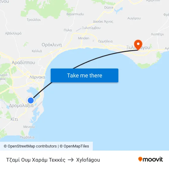 Τζαμί Ουμ Χαράμ Τεκκές to Xylofágou map