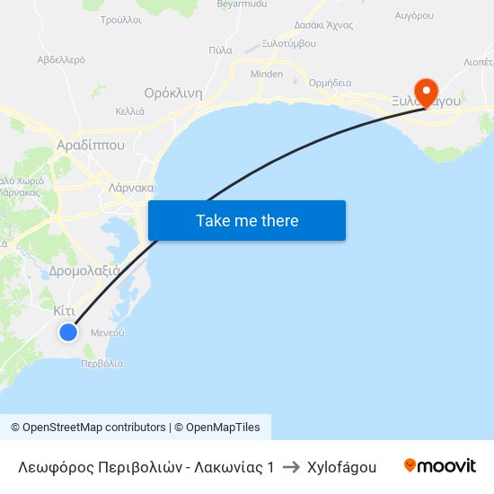 Λεωφόρος Περιβολιών - Λακωνίας 1 to Xylofágou map