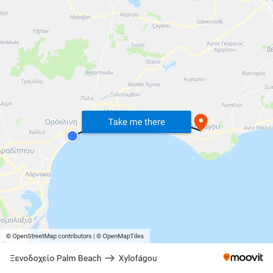 Ξενοδοχείο Palm Beach to Xylofágou map