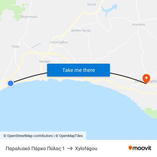 Παραλιακό Πάρκο Πύλας 1 to Xylofágou map