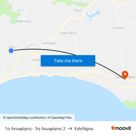 1η Λεωφόρος - 3η Λεωφόρος 2 to Xylofágou map