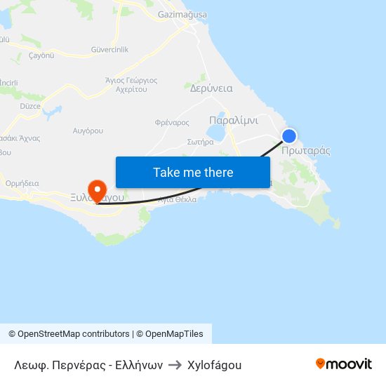 Λεωφ. Περνέρας - Ελλήνων to Xylofágou map