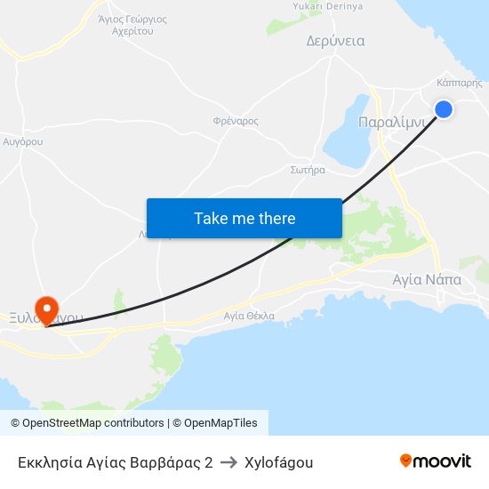 Εκκλησία Αγίας Βαρβάρας 2 to Xylofágou map