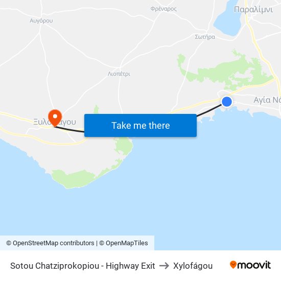 Sotou Chatziprokopiou - Highway Exit to Xylofágou map