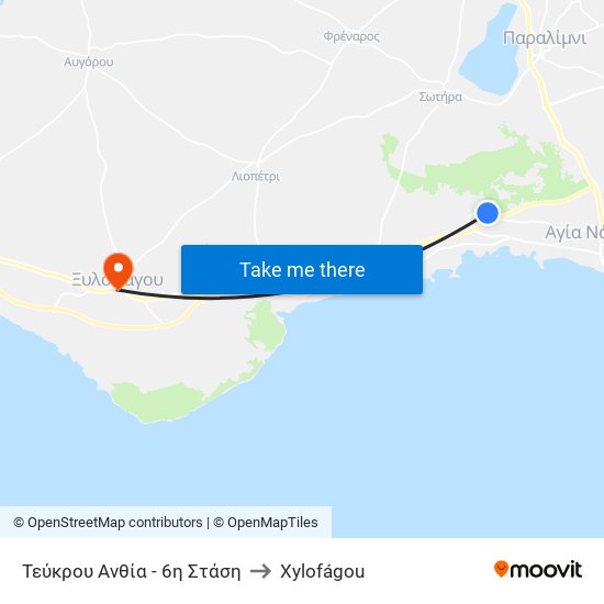 Τεύκρου Ανθία - 6η Στάση to Xylofágou map