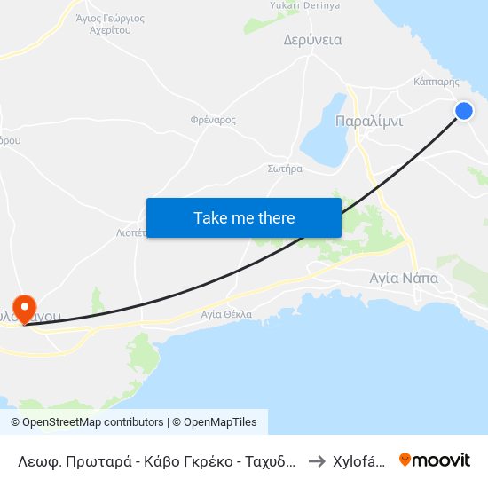 Λεωφ. Πρωταρά - Κάβο Γκρέκο - Ταχυδρομείο 1 to Xylofágou map