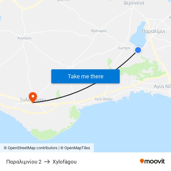 Παραλιμνίου 2 to Xylofágou map