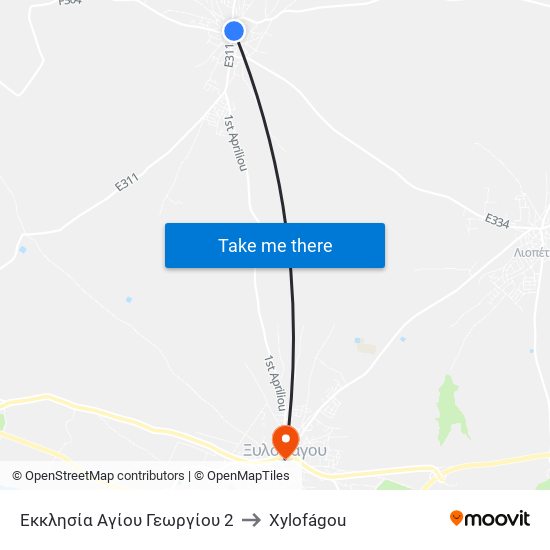 Εκκλησία Αγίου Γεωργίου 2 to Xylofágou map