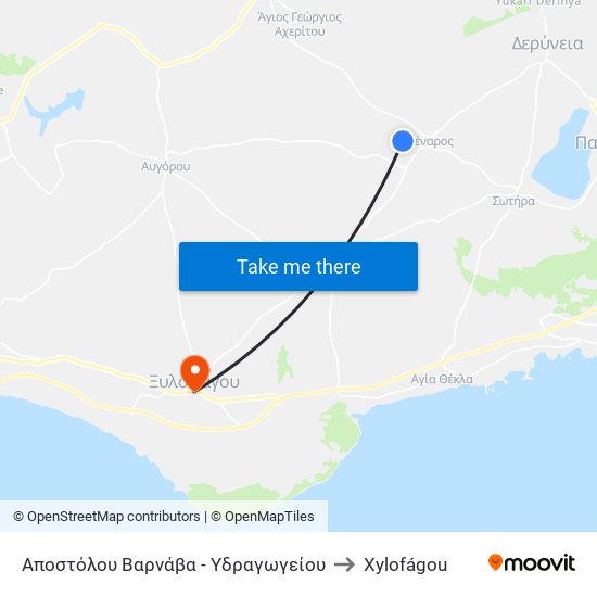 Αποστόλου Βαρνάβα - Υδραγωγείου to Xylofágou map