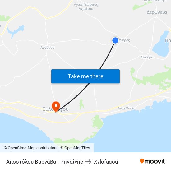 Αποστόλου Βαρνάβα - Ρηγαίνης to Xylofágou map