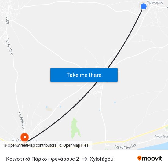 Κοινοτικό Πάρκο Φρενάρους 2 to Xylofágou map