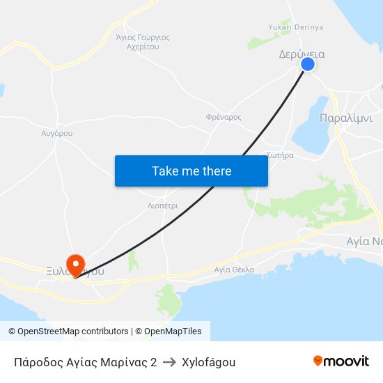 Πάροδος Αγίας Μαρίνας 2 to Xylofágou map