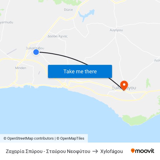 Ζαχαρία Σπύρου - Σταύρου Νεοφύτου to Xylofágou map