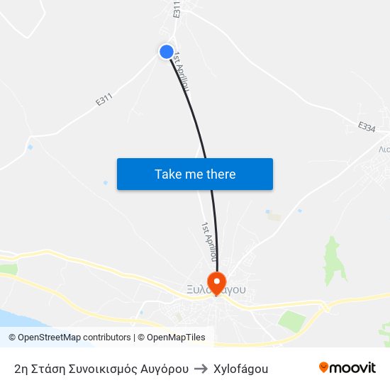 2η Στάση Συνοικισμός Αυγόρου to Xylofágou map