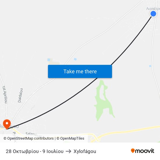 28 Οκτωβρίου - 9 Ιουλίου to Xylofágou map