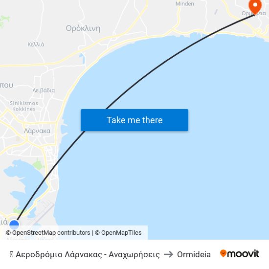 ✈ Αεροδρόμιο Λάρνακας - Αναχωρήσεις to Ormideia map