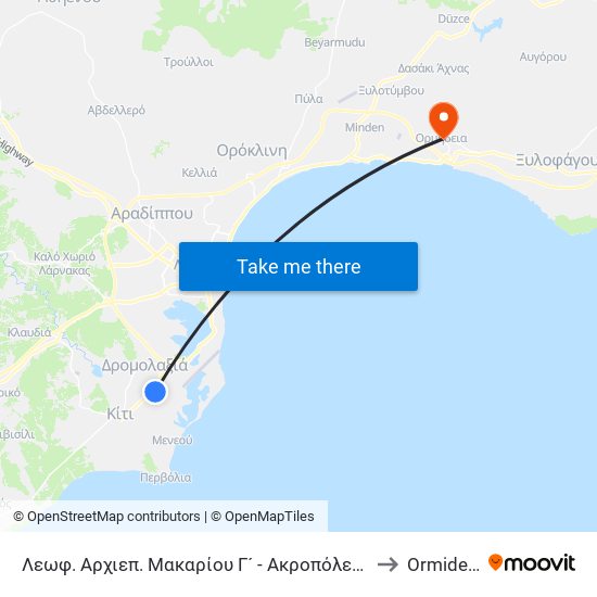 Λεωφ. Αρχιεπ. Μακαρίου Γ´ - Ακροπόλεως to Ormideia map