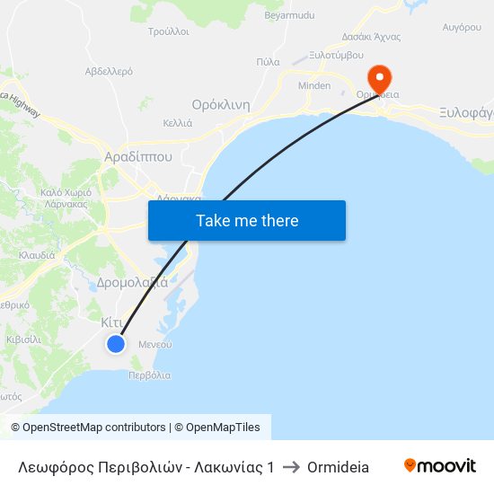 Λεωφόρος Περιβολιών - Λακωνίας 1 to Ormideia map