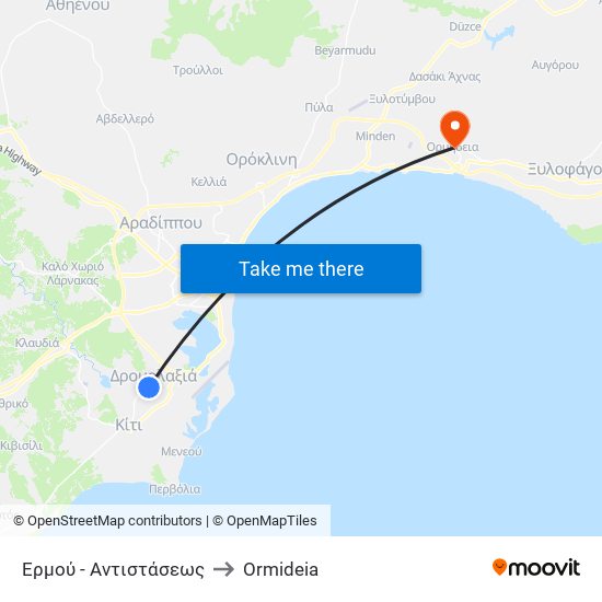 Ερμού - Αντιστάσεως to Ormideia map