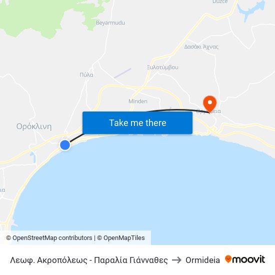 Λεωφ. Ακροπόλεως - Παραλία Γιάνναθες to Ormideia map