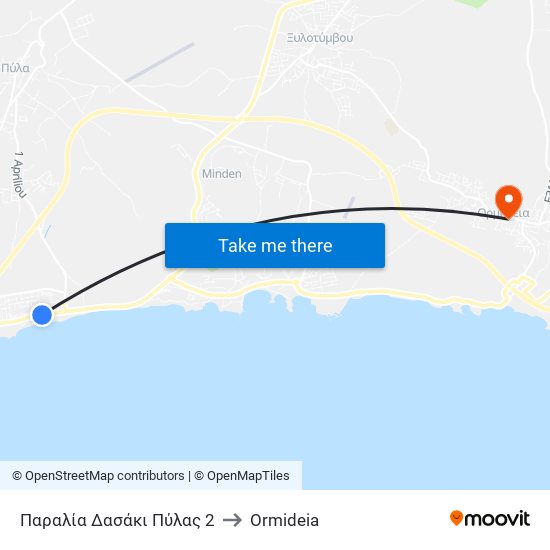 Παραλία Δασάκι Πύλας 2 to Ormideia map