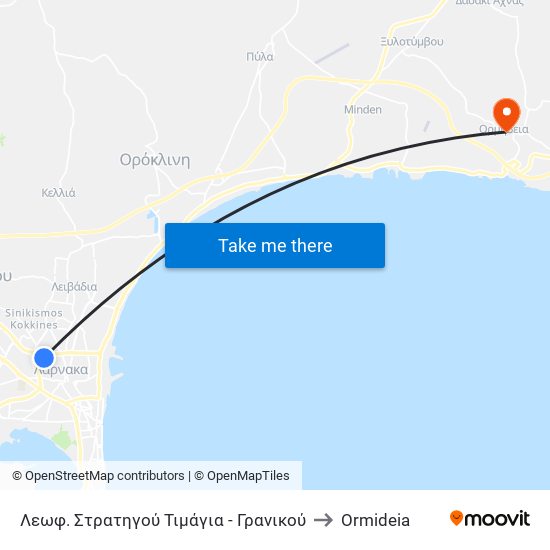 Λεωφ. Στρατηγού Τιμάγια - Γρανικού to Ormideia map