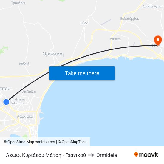 Λεωφ. Κυριάκου Μάτση - Γρανικού to Ormideia map