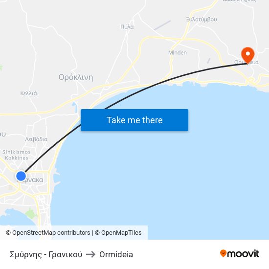 Σμύρνης - Γρανικού to Ormideia map