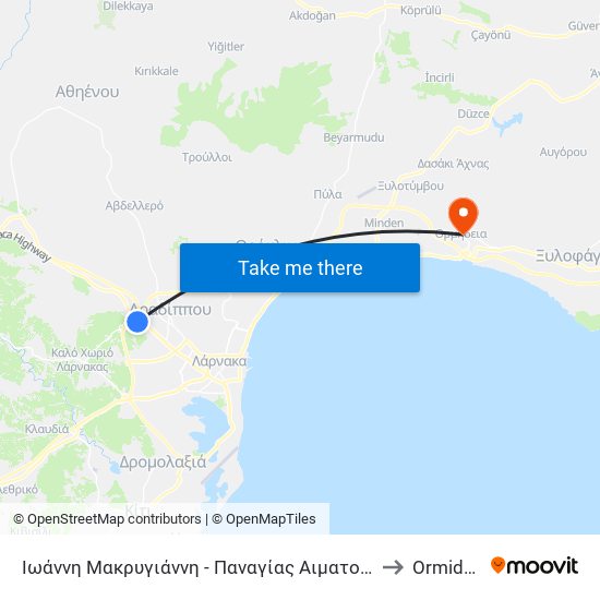 Ιωάννη Μακρυγιάννη - Παναγίας Αιματούσης to Ormideia map