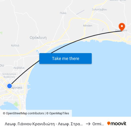 Λεωφ. Γιάννου Κρανιδιώτη - Λεωφ. Στρατηγού Τιμάγια to Ormideia map