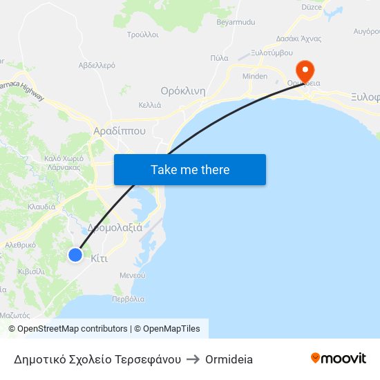 Δημοτικό Σχολείο Τερσεφάνου to Ormideia map