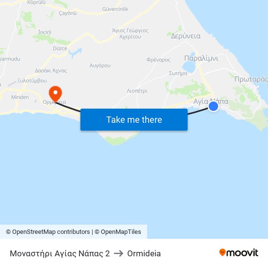 Μοναστήρι Αγίας Νάπας 2 to Ormideia map