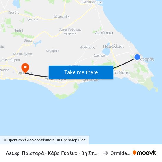 Λεωφ. Πρωταρά - Κάβο Γκρέκο - 8η Στάση to Ormideia map