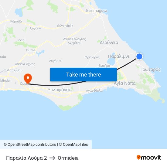 Παραλία Λούμα 2 to Ormideia map