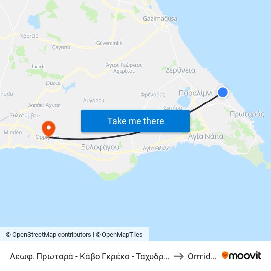 Λεωφ. Πρωταρά - Κάβο Γκρέκο - Ταχυδρομείο 1 to Ormideia map