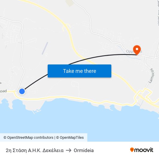 2η Στάση Α.Η.Κ. Δεκέλεια to Ormideia map