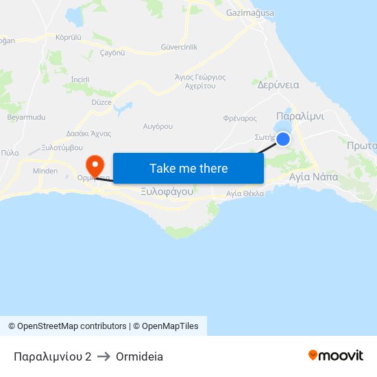 Παραλιμνίου 2 to Ormideia map