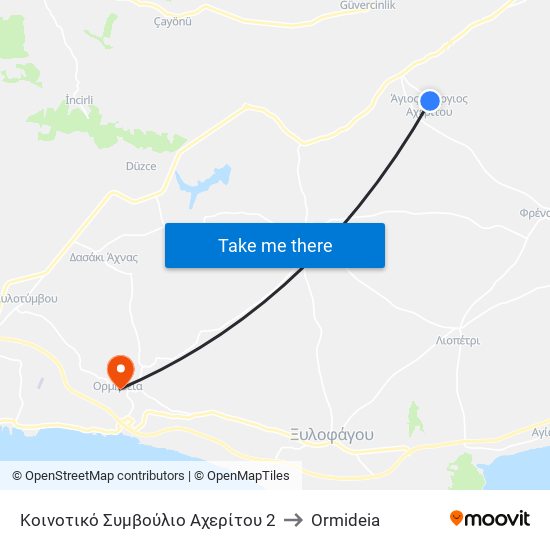 Κοινοτικό Συμβούλιο Αχερίτου 2 to Ormideia map