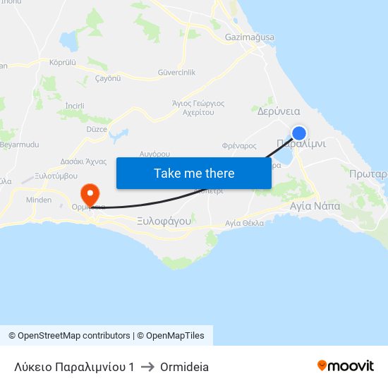 Λύκειο Παραλιμνίου 1 to Ormideia map