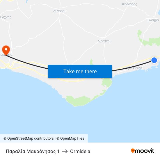 Παραλία Μακρόνησος 1 to Ormideia map