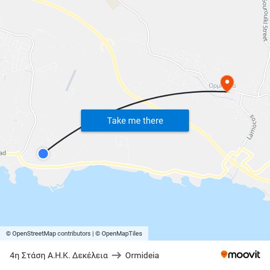 4η Στάση Α.Η.Κ. Δεκέλεια to Ormideia map