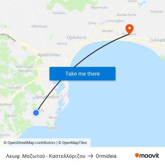 Λεωφ. Μαζωτού - Καστελλόριζου to Ormideia map