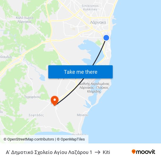 Α' Δημοτικό Σχολείο Αγίου Λαζάρου 1 to Kíti map