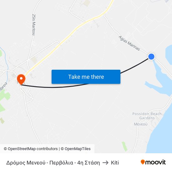 Δρόμος Μενεού - Περβόλια - 4η Στάση to Kíti map