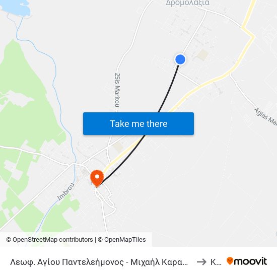 Λεωφ. Αγίου Παντελεήμονος - Μιχαήλ Καραολή to Kíti map