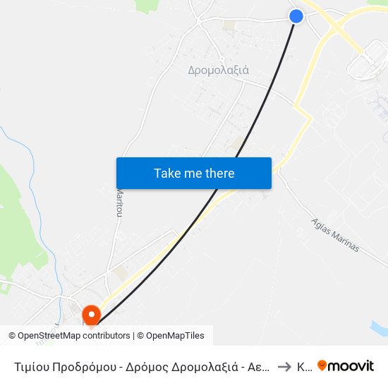 Τιμίου Προδρόμου - Δρόμος Δρομολαξιά - Αεροδρόμιο 2 to Kíti map