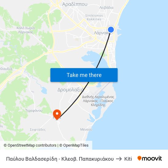 Παύλου Βαλδασερίδη - Κλεοβ. Παπακυριάκου to Kíti map