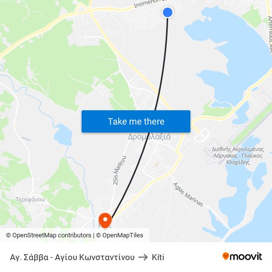 Αγ. Σάββα - Αγίου Κωνσταντίνου to Kíti map