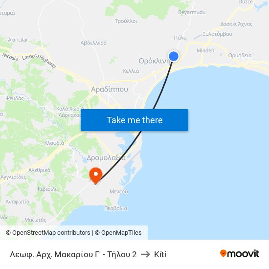 Λεωφ. Αρχ. Μακαρίου Γ' - Τήλου 2 to Kíti map
