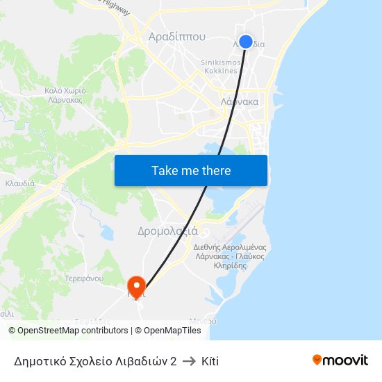 Δημοτικό Σχολείο Λιβαδιών 2 to Kíti map